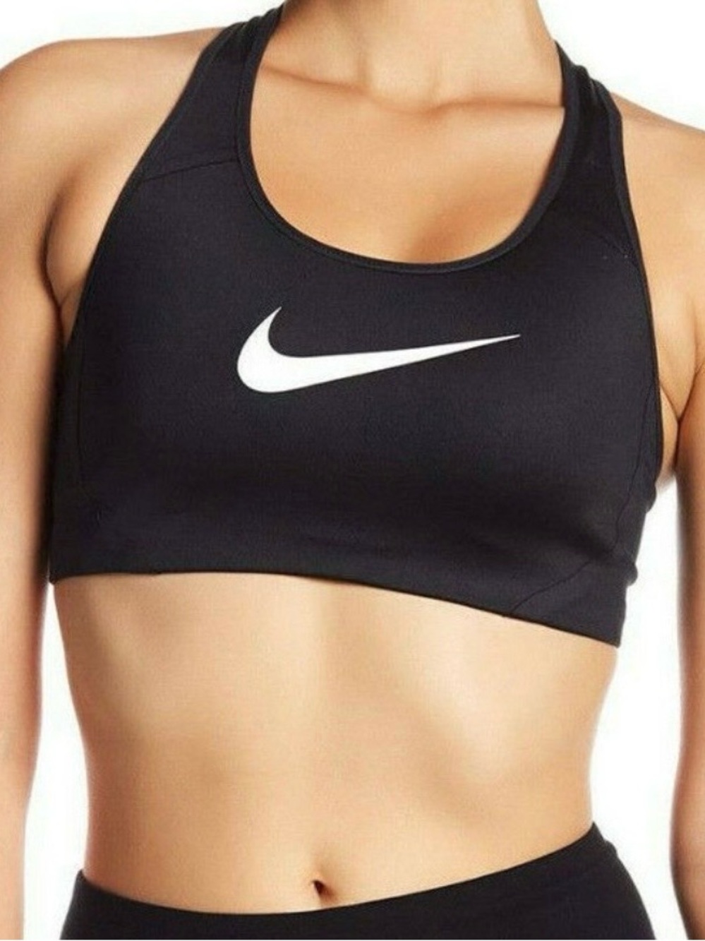Nike Black Sports Bra with White Swoosh Logo